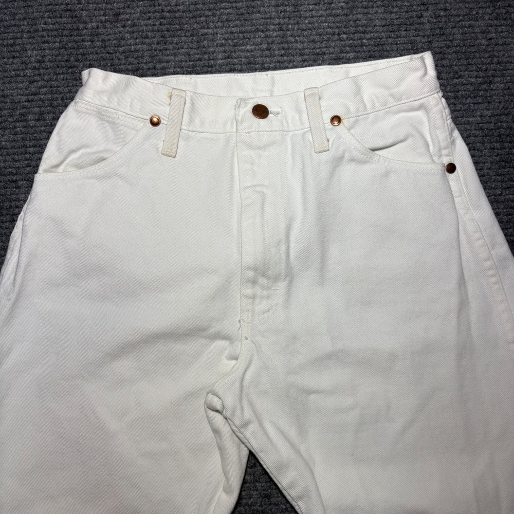 Vintage Wrangler High Waisted White Denim Jean Straight Leg Western 28x29 70s80s - Picture 2 of 9